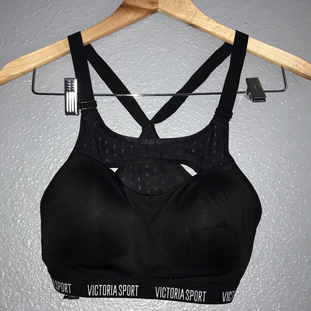 VICTORIA SPORT black mesh sport bra
